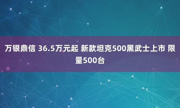 万银鼎信 36.5万元起 新款坦克500黑武士上市 限量500台